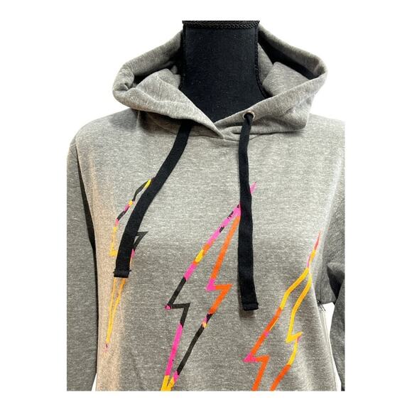CHEERLEADER Gray Hoodie with Neon lightening bolts front NEW WITH TAGS EXTRA SM - Picture 2 of 15